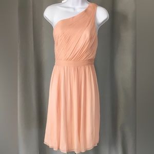 J Crew One-Shoulder Kylie Silk chiffon Dress, Peach, size 10